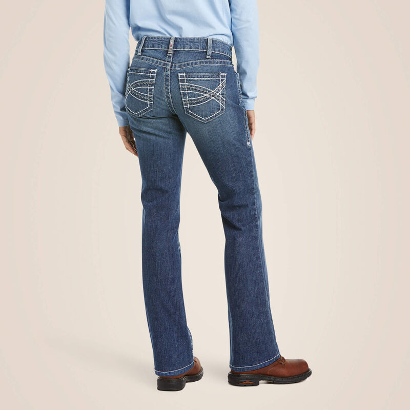 Ariat, Women's FR Mid Rise DuraStretch Entwined Boot Cut Jean, 10019544, Oceanside