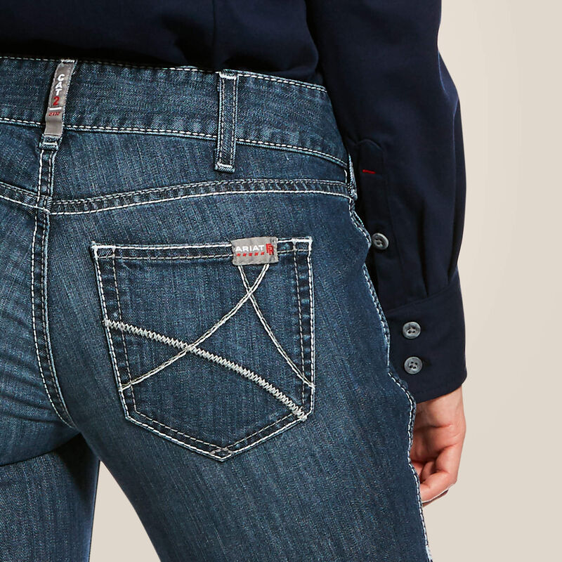 Ariat, Women's FR Mid Rise Stretch DuraLight Ella Boot Cut Jean, 10026006, Azurite